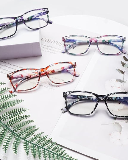 CLASAGA Progressive Multifocus Reading Glasses for Women, Pattern Print Blue Light Block Stylish Ladies Computer Readers