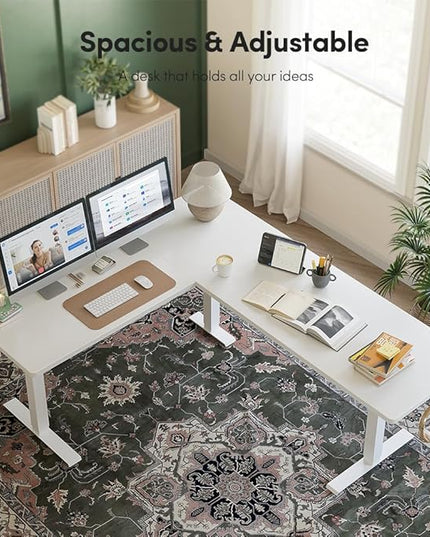 FEZIBO 75x63 L Shaped Standing Desk, Electric Height Adjustable L Shaped Desk, Suitable for Home Office, White