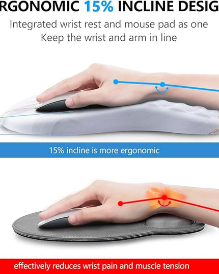 Mouse Pad Wrist Support, Laokiiy 2 in1 Keyboard Wrist Rest+ Ergonomic Mouse Pad, Non-Slip Wrist Rest for Computer Keyboard, Made Easy Typing & Relieve Wrist Pain(White)