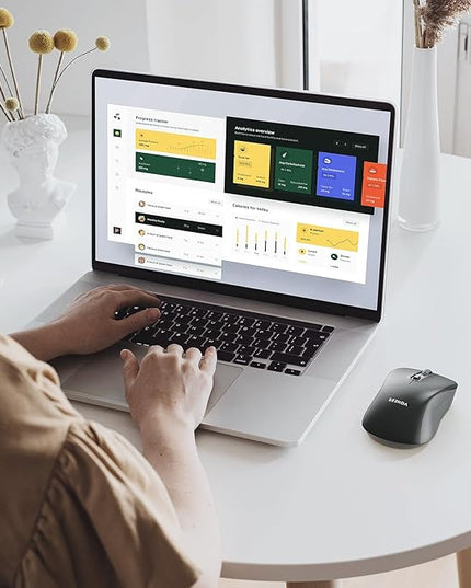 seenda Wireless Mouse, Bluetooth & 2.4G USB Dual Mode for Laptops & Computers - Mac & Windows Compatible - Black