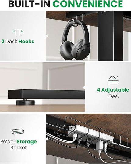 Electric Standing Desk Adjustable - 71x30 Inch Sit Stand Desk with 1 Inch Thick Tabletop, Double Beam Frame, 3 Memory Height Adjustment, Cable Management for Home Office