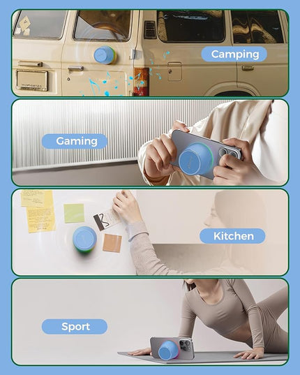Small Bluetooth Speaker Gifts for Teens: Valentines Gifts for Him Her, 3 IN 1 Portable Magnetic Speaker with 9-Mode Lights, Waterproof Phone Stand for Desk, Cool Birthday Gadget Gifts for Adults