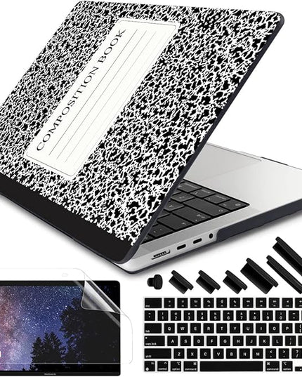 DONGKE Case for M5 MacBook Pro 14 inch 2025 2024-2021 M4 M3 M2 M1, Plastic Hard Shell Cover Compatible with A3434 A3112 A3401 A3185 A2992 A2779 A2442, Retina XDR Display & Touch ID, Composition Book