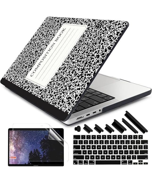 DONGKE Case for M5 MacBook Pro 14 inch 2025 2024-2021 M4 M3 M2 M1, Plastic Hard Shell Cover Compatible with A3434 A3112 A3401 A3185 A2992 A2779 A2442, Retina XDR Display & Touch ID, Composition Book