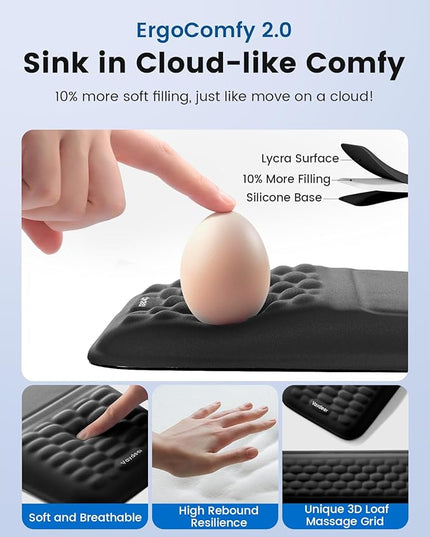 2-in-1 Keyboard & Mouse Wrist Rest Set – Ergonomic Pain-Relief Support, Memory Foam Wrist Cushion with 8° Slope & Massage Nubs, Non-Slip PU Base, Relieves Wrist Pain & Carpal Tunnel from Long Typing