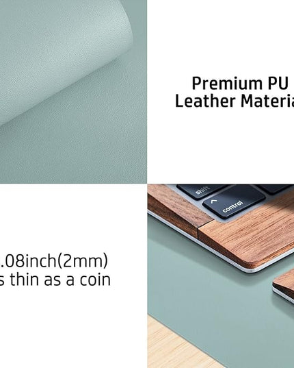 Aothia Leather Desk Pad Protector, Mouse Pad, Office Desk Mat, Non-Slip PU Leather Desk Blotter, Laptop Desk Pad, Waterproof Desk Writing Pad for Office and Home (48"x17", Light Blue)