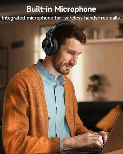 OneOdio A70 Bluetooth Over Ear Headphones, Wireless Headphones with 72H Playtime, Hi-Res, Built-in Mic, 3.5mm/6.35mm Wired Audio Jack for Studio Monitor & Mixing DJ Guitar AMP, Computer PC Gaming