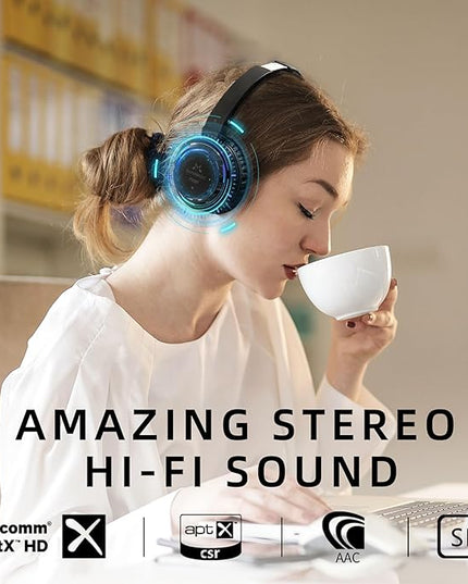 SoundMAGIC P23BT Portable On Ear Bluetooth Headphones CVC Noise Canceling Microphone HiFi Sound Stable Wireless Signal Connection Long Playtime with Detachable Cable for Game Black
