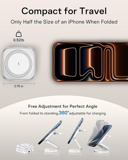 5-in-1 Wireless Charger for MagSafe, AC ISLAND Portable Travel Charging Station, 35W Max Fast Foldable Magnetic Stand, Evolved for iPhone 17-12 & Air Series, Apple Watch, AirPods (with 35W Adapter)
