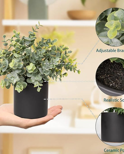 3 Pack Small Fake Plants for Shelf Decor Accents with Ceramic Pot Artificial Potted Plants for Rustic Farmhouse Decor Faux Plants Indoor Fake Potted Plants Artificial for Home Office Bookshelf Decor