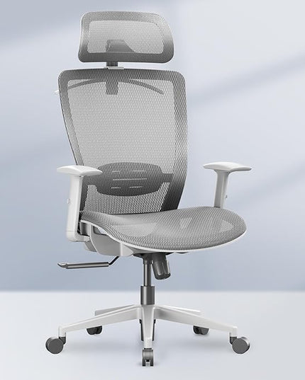 FLEXISPOT OC3 Air Ergonomic Office Chair High Back Computer Chair with Adjustable Lumbar Support/Armrest/, Breathable Mesh Seat Cushion Backrest, Chairs for Home Office Gaming Working, Light Gray