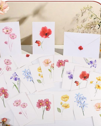 Blank Cards and Envelopes, 40 Pack Blank Cards 4x6 Inches (10 Floral Designs), Elegant Blank Greeting Card, Blank Note Cards with Sealing Stickers for Birthdays, Weddings, Most Other Occasions