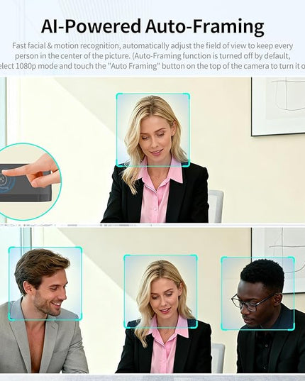 TOALLIN 4K Webcam with WDR, AI Framing & Tracking, Picture-in-Picture, Built-in Dual Mics, 5X Adjustable Digital Zoom, Image Mirroring, 92° FOV Webcam for Conferencing, Streaming, Video Calls