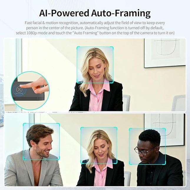 TOALLIN 4K Webcam with WDR, AI Framing & Tracking, Picture-in-Picture, Built-in Dual Mics, 5X Adjustable Digital Zoom, Image Mirroring, 92° FOV Webcam for Conferencing, Streaming, Video Calls