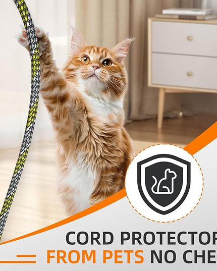 Braided Expandable Cable Sleeve, 25ft PP Cotton and PET Braided Cable Management, Flexible Mesh Wire Loom and Cable Protector for TV, Computer, Home Theater, Automotive (Yellow White Grey, 1/8")