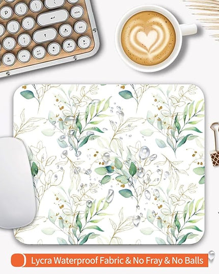 Square Mouse Pad Pretty Leaves, Personalized Premium-Textured Custom Mouse Mat Design, Washable Mousepad Cloth, Non-Slip Rubber Base Computer Mouse Pads for Wireless Mouse