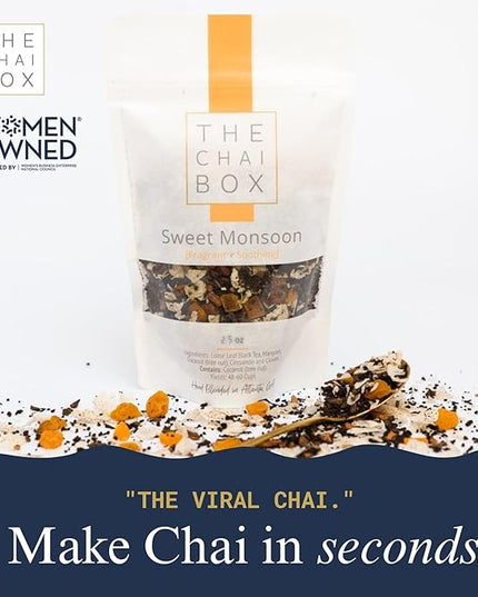 The Chai Box Loose Leaf Mango Tea - Featured in Oprah's Favorite Things | Caffeinated Black Tea with Mango,Coconut, Cinnamon & Clove ( Pack of 1) 2.5 oz | Makes 25 Cups | Small Batch Loose Leaf Tea with Whole, Premium Spices
