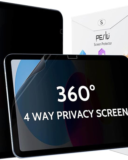 Peslv 360° Privacy Screen for iPad 10th 2022 10.9" & iPad 11th A16 2025 11", Anti Glare Blue Light Spy Filter Private Cover, High Sensitive Bubble-Free Easy Install Black Security Protector
