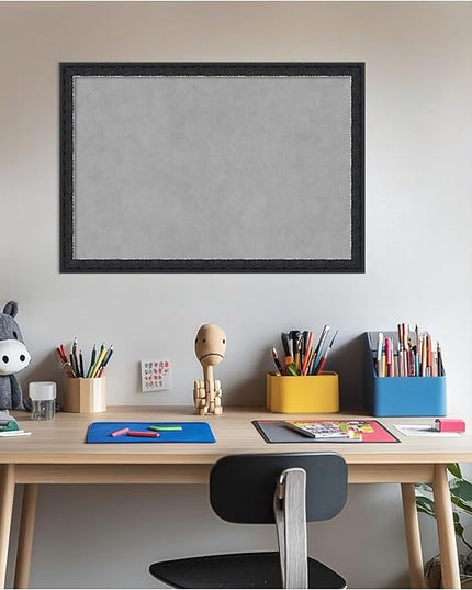 Amanti Art Black Framed Magnetic Board 18x26 Medium Vision Board for use with Magnets, 100% Metal Sheet to Display Items as Office Decor or for Home Organization in mudroom, Kitchen or Kids Room