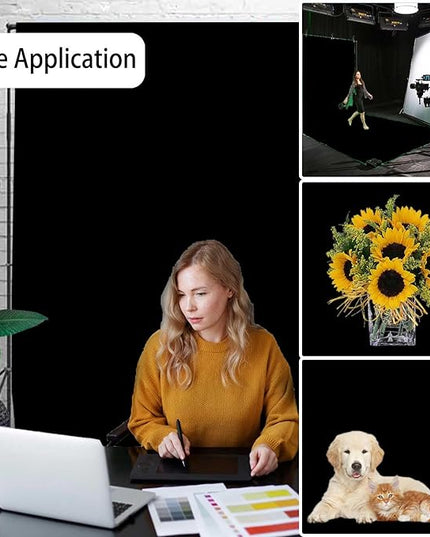 Black Photo Backdrop for Photoshoot, Black Photography Backdrop for Portraits, Fabric Background for Product Photography and Video Creation 10FTx10FT