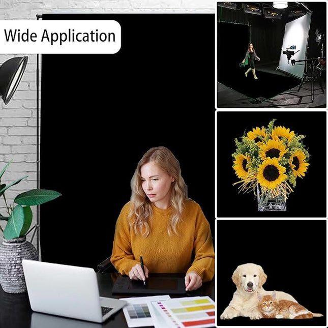 Black Photo Backdrop for Photoshoot,Photo Backdrop Curtain,Perfect Black Backdrops for Party Portrait Photoshoots Video Studio 5x7ft
