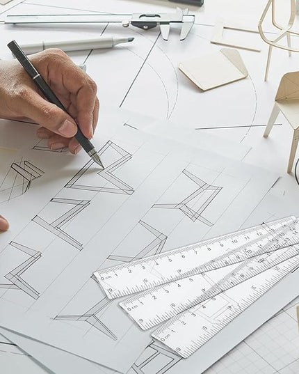 QWORK 6 Inch Rulers Bulk Clear Plastic Flexible Rulers with Inches and Centimeters, 100 Pcs Anti-Break Small Straight Ruler, School Office Supplies