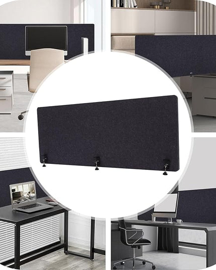 Desktop Privacy Panel, Sound Absorbing Cubicle Desk Divider Privacy Panel for Reduces Noise and Visual Distractions, Office Partition, Clamp-on Type (Dark Grey)