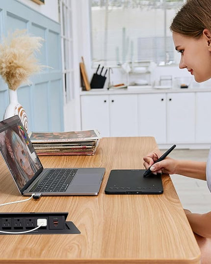 Pop Up Outlet;Pop up Power Strip; Embedded countertop;6.5 Feet 16AWG UL Cable 4 AC Outlets Max Power 1875w USB C PD 20W Fast Charging Used for Home Office Conference, etc (Black)