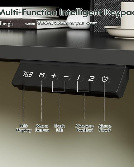 Homall Electric Standing Desk with 2 Drawers, Adjustable Height Computer Desk with Monitor Shelf Sit Stand Table with Splice Board Quick Install for Home Office (Black, 48 Inch)