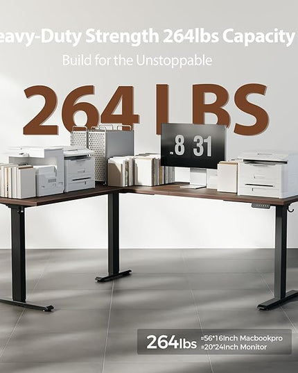 Agilestic Triple Motors 73" x 60" L Shaped Standing Desk, Electric Standing Desk Adjustable Height, Extra Large Desktop Corner Table for Home Office, Gaming Workstation, Splice Board, Dark Walnut