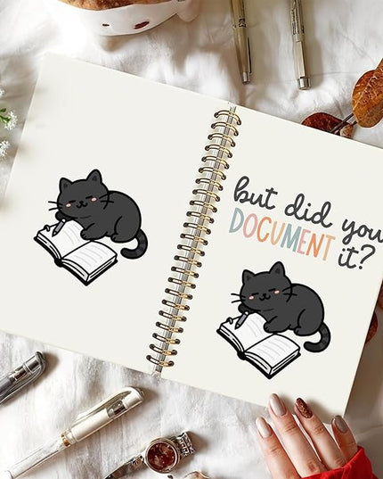Funny Black Cat Notebook Journal Gifts for Women & Men, Black Cat Lovers Gifts Notebooks for Women, But Did You Document It Hardcover Spiral Notebook 5.5x8.3 Inch