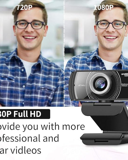 Webcam with Microphone 1080P 60FPS, Privacy Cover Web Camera for Desktop, Autofocus, Dual Noise-Cancelling Mics Streaming Webcam for Gaming, Laptop/Mac/Zoom/YouTube/Video Calling/Office