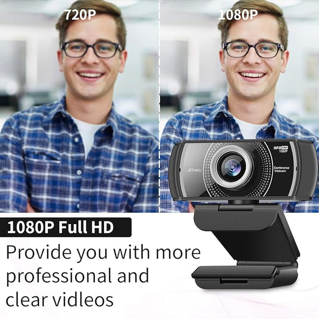 Webcam with Microphone 1080P 60FPS, Privacy Cover Web Camera for Desktop, Autofocus, Dual Noise-Cancelling Mics Streaming Webcam for Gaming, Laptop/Mac/Zoom/YouTube/Video Calling/Office