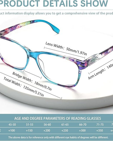 CLASAGA Progressive Multifocus Reading Glasses for Women, Pattern Print Blue Light Block Stylish Ladies Computer Readers