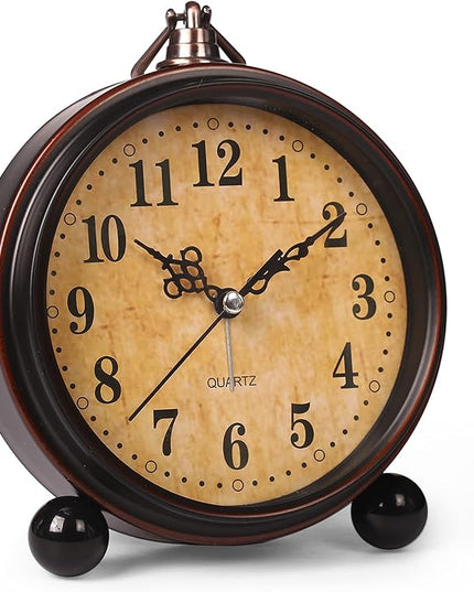 RODH Battery Alarm Clock,Night Light,Vintage Hangable Super Silent Non Ticking Analog Table Clock for Bedroom Bedside, Desk,Shelf