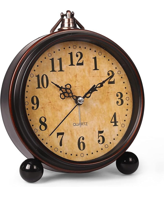 RODH Battery Alarm Clock,Night Light,Vintage Hangable Super Silent Non Ticking Analog Table Clock for Bedroom Bedside, Desk,Shelf