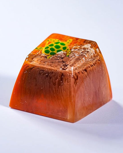 Sea Turtle Artisan Keycap Brown and Orange Ocean R1 SA Profile Custom Sea Creatures Keycaps 1U ESC Handmade Gaming Resin Key Cap Cherry MX Switch Compatible Mechanical Keyboard Turtle Lover Gift