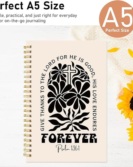 Boho Floral Christian Notebook - Christian Gifts for Women, Bible Verse Spiral Notebooks for Church Note Taking, Bible Study Journal School Office Stationery Supplies 5.5x8.3 Inches