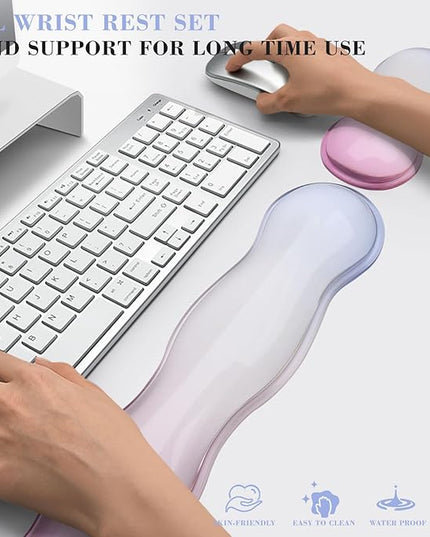 Gel Wrist Rest for Keyboard and Mouse, Wrist Rest for Keyboard, Mouse Wrist Support, Pain Relief, Cool Touch, Non-Skid, Mouse Wrist pad