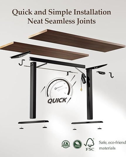 Klicelor 48 Inch Electric Standing Desk, Height Adjustable Office Desk, Sit Stand Up Computer Desk with Memory Preset, Two-Piece Desktop, Dark Walnut
