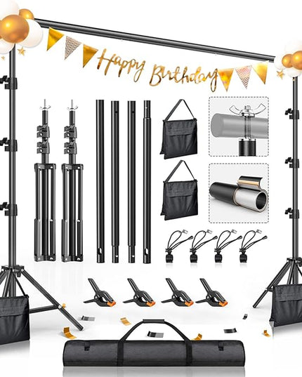 BEIYANG 8.5 x 10 FT Photo Backdrop Stand Kit, Adjustable Background Holder Support System Kit with Carrying Bag, for Photography Video Stutio, Parties Decoration, Advertising Display