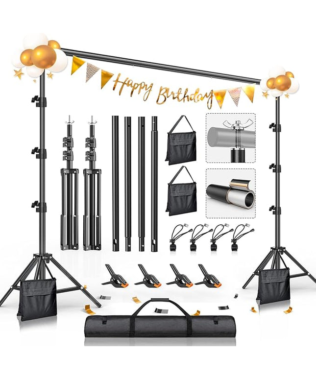 BEIYANG 8.5 x 10 FT Photo Backdrop Stand Kit, Adjustable Background Holder Support System Kit with Carrying Bag, for Photography Video Stutio, Parties Decoration, Advertising Display