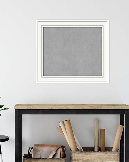 Amanti Art White Framed Magnetic Board 25x29 Medium Vision Board for use with Magnets, 100% Metal Sheet to Display Items as Office Decor or for Home Organization in mudroom, Kitchen or Kids Room