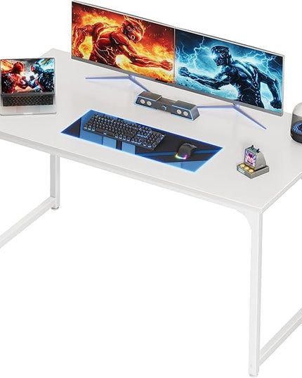 PRAISUN 48 X 24 Inch Computer Desk with Deeper Desktop, Gaming Office Writing Work Desk for Home Office, Study, Bedroom, Work from Home, Metal Frame, White
