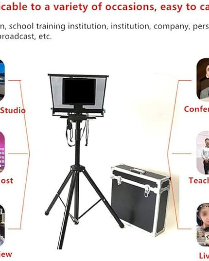 22 Inch Large Teleprompter for Computer Laptop, Professional Video Camera Tablet Prompter with Beamsplitter Glass & Aluminum Carry Case, for TIK Tok Live Short Videos Speech