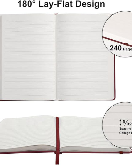 Comix Lined Journal Notebook for Women Men, Journaling Notebooks for Office School Home, Burgundy, 240 Pages, 5.5" x 8.3", College Ruled, A5, Hardcover