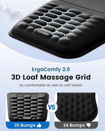 2-in-1 Keyboard & Mouse Wrist Rest Set – Ergonomic Pain-Relief Support, Memory Foam Wrist Cushion with 8° Slope & Massage Nubs, Non-Slip PU Base, Relieves Wrist Pain & Carpal Tunnel from Long Typing