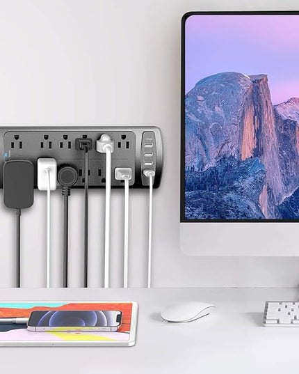 Power Strip Surge Protector - ALESTOR 10 Feet Extension Cord (1875W/15A) with 12 Outlets and 4 USB Ports, 2700 Joules, for Home, School, College Dorm Room, and Office, ETL Listed, Black