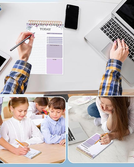 Thboxes 2 Packs To Do List Notepad, Totally 208 Pages To Do List Notebook A5 Undated Daily Planner Notepad with Transparent Cover and Task Checklist Home Office School Supplies, Purple & Blue