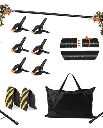 JSungo 10x6.5 FT Backdrop Stand for Parties, Adjustable Photo Backdrop Stand Kit with Carrying Bag, Portable Background Stand Backdrop for Wedding, Photoshoot, and Photo Studio